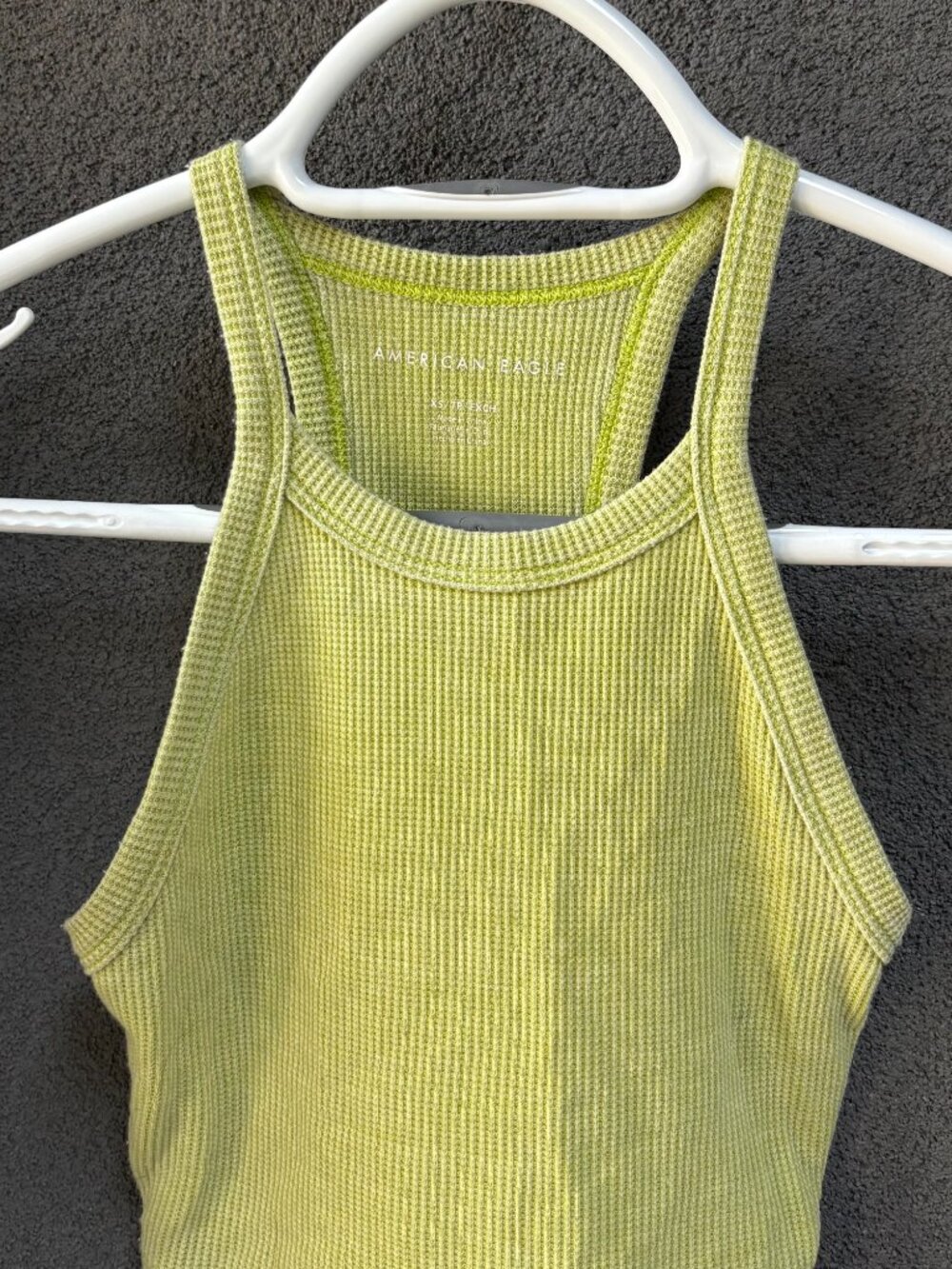 American Eagle Lime Green Waffle Knit Tank